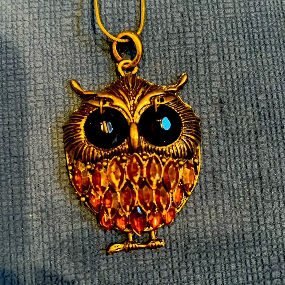 Adorable antique-looking owl necklace.